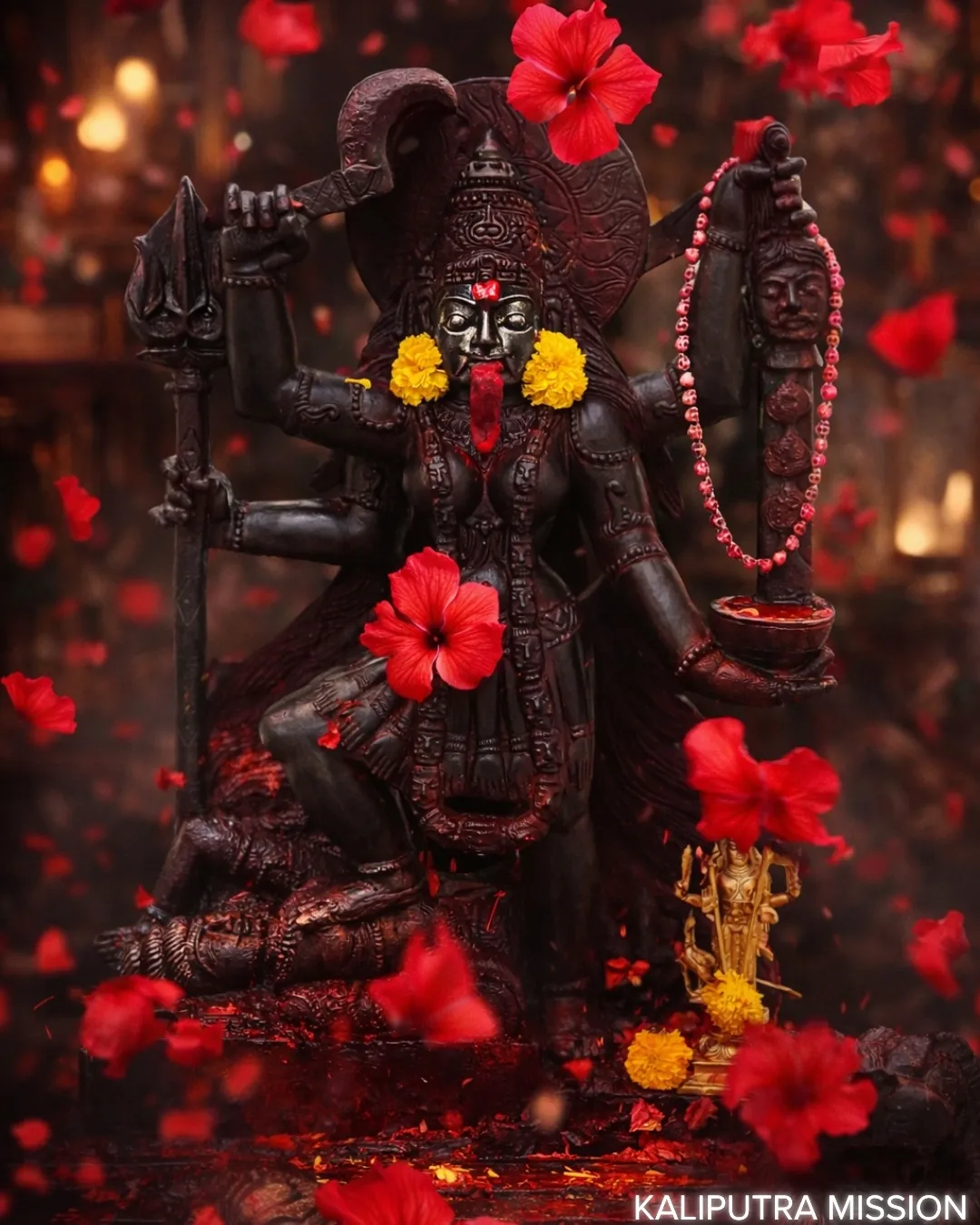 Adya Mahakali showering hibiscus blessings