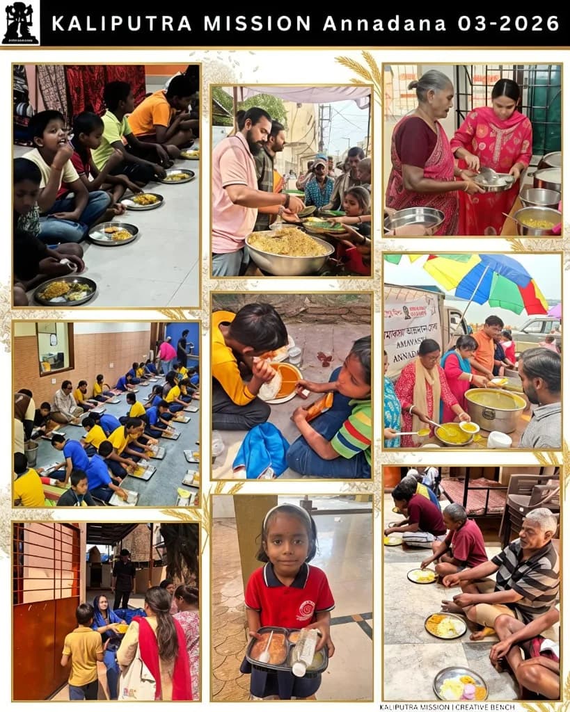 The Adyasena performing annadanam seva