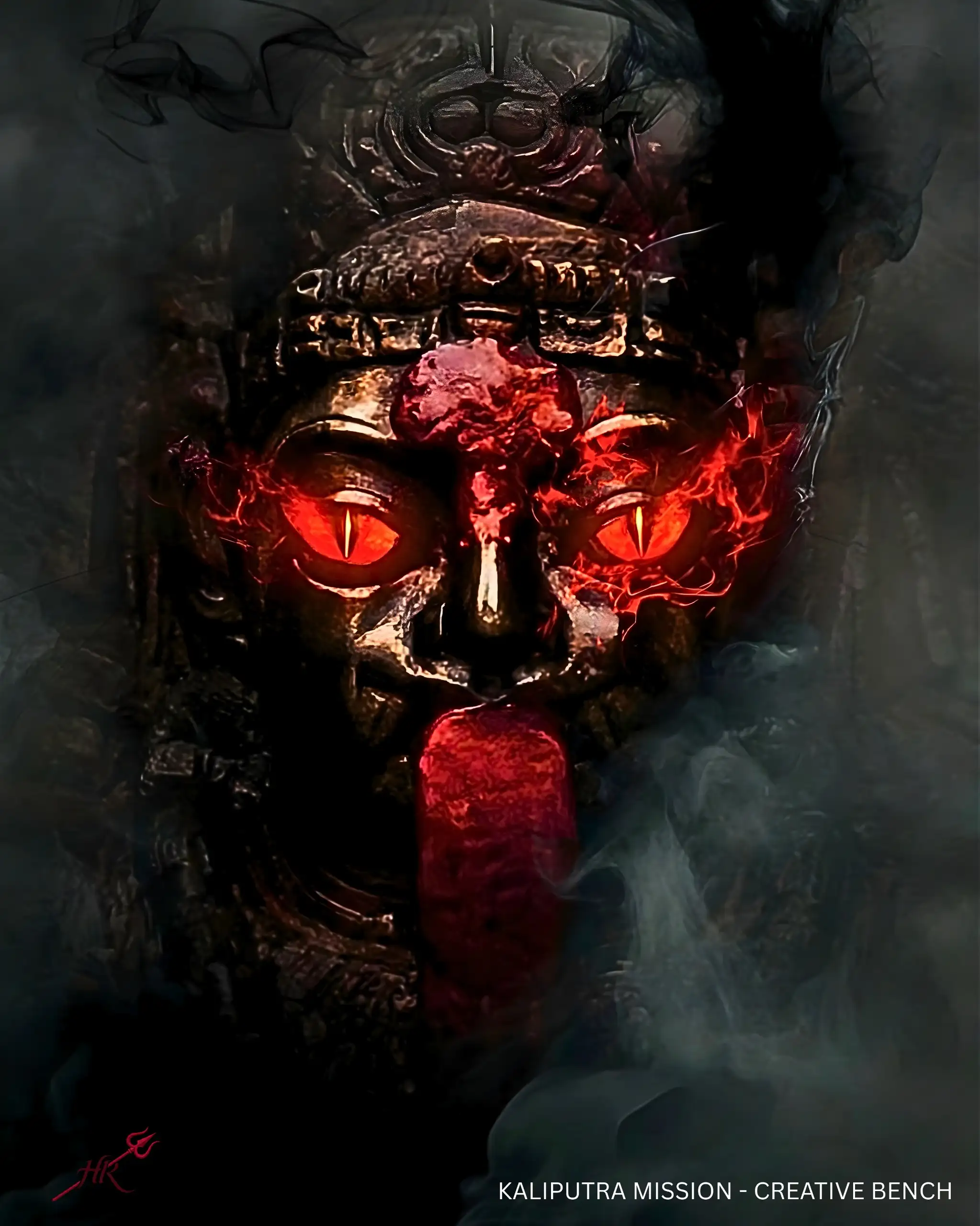 Adya Mahakali with blazing glowing eyes