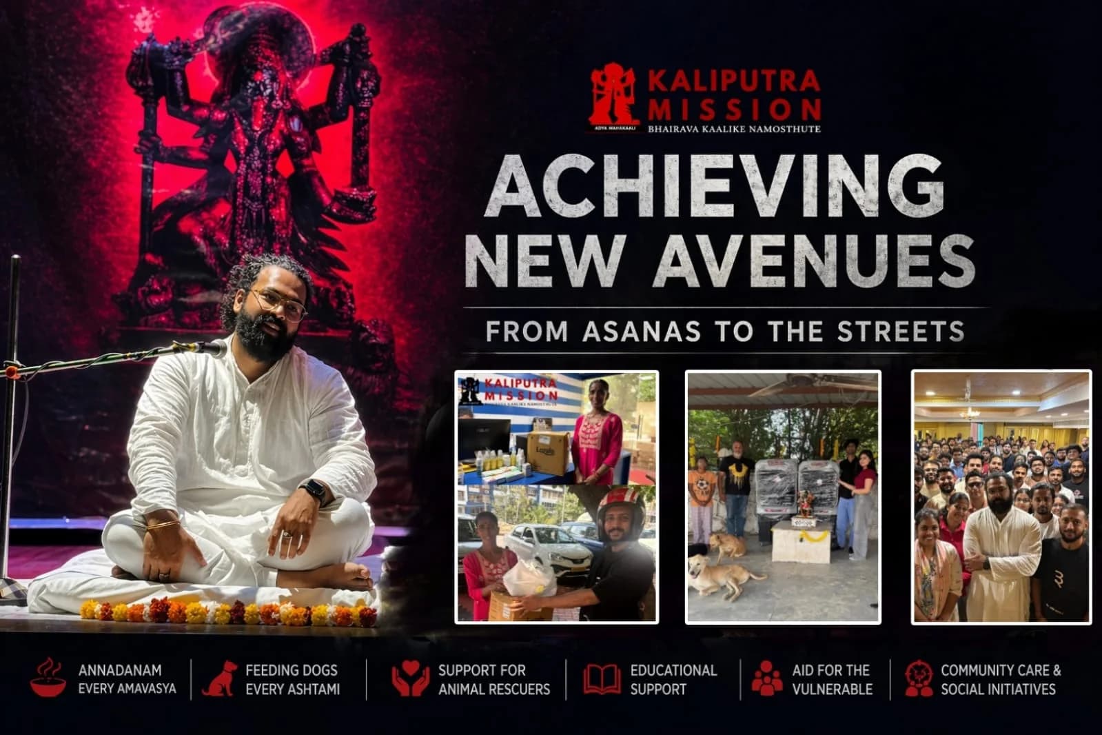 KaliPutra Mission volunteers and Guruji leading Annadanam seva
